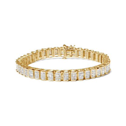 Style Loft Collection 14K Gold 5.00 Ctw Square Princess Cut White Diamond Rectangular Invisible Set Link Tennis Bracelet (H-I Color, SI2-I1 Clarity) - 7.25” Inches