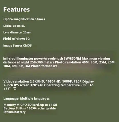 Style Loft Collection CyberStyle Sightview 2.5K Ultra HD Digital Infrared Monocular Telescope