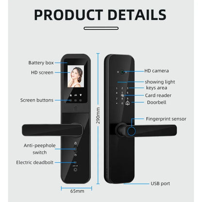 Style Loft Collection SecureStyle Intelligent Camera, Fingerprint, and Password Door Lock