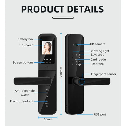 Style Loft Collection SecureStyle Intelligent Camera, Fingerprint, and Password Door Lock