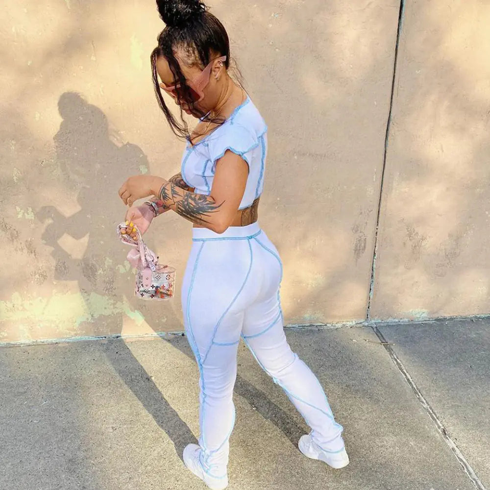 Style Loft Collection What's Your Name Crop Top and Pants Set