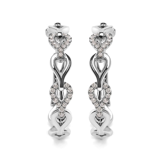 Style Loft Collection Open Link 14K White Gold 1/2 Ctw Diamond Hoop Earrings (G-H Color, SI1-SI2 Clarity)