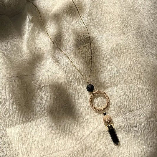 Style Loft Collection Black Agate Jute Necklace