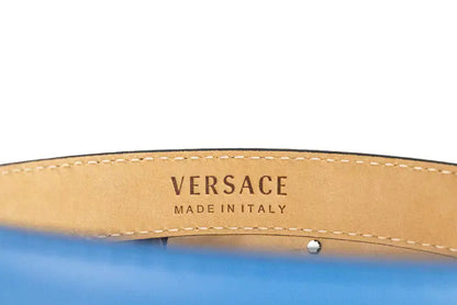 Style Loft Collection x Versace DV Blue Leather Slim 20mm Adjustable Medusa Belt
