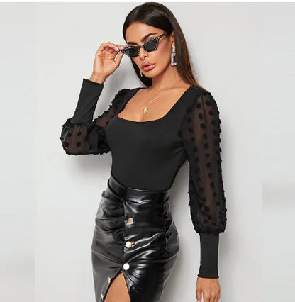 Style Loft Collection Sexy Can I Mesh Long Sleeve Bodysuit