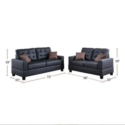 Style Loft Collection 2pc Tufted Vegan Leather Living Room Sofa Set