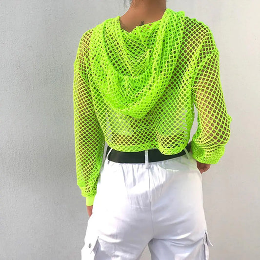 Style Loft Collection Push 2 Start Fishnet Crop Tank Top Hoodie
