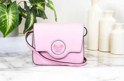 Style Loft Collection x Versace La Medusa Small Pink Leather Evening Crossbody Bag