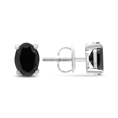 Style Loft Collection Black Diamond 14K White Gold 1/2 Ctw Round Brilliant-Cut Classic 4-Prong Stud Earrings with Screw Backs (Fancy Color-Enhanced, I2-I3 Clarity)