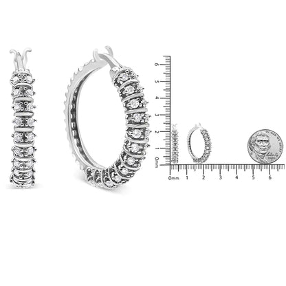 Style Loft Collection Semi Eternity Hoop 10K White Gold 1/2 Ctw Lab Grown Round Diamond 2 Row Earrings (G-H Color, SI1-SI2 Clarity)