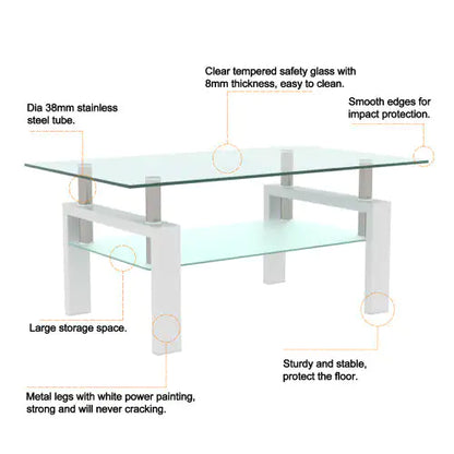 Style Loft Collection Elegant Glass Coffee Table