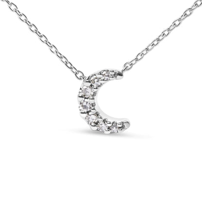 Style Loft Collection Crescent Moon Shaped 10K White Gold Diamond Accented 18" Inch Pendant Necklace (H-I Color, I1-I2 Clarity)