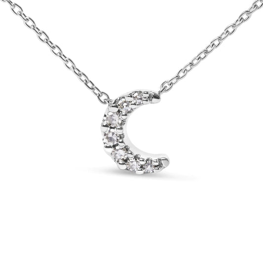 Style Loft Collection Crescent Moon Shaped 10K White Gold Diamond Accented 18" Inch Pendant Necklace (H-I Color, I1-I2 Clarity)