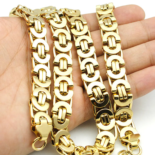 Style Loft Collection Golden Titanium Steel Byzantine Chain