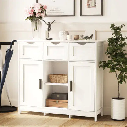 Style Loft Collection Versatile White Storage Cabinet with Shelves and Drawers