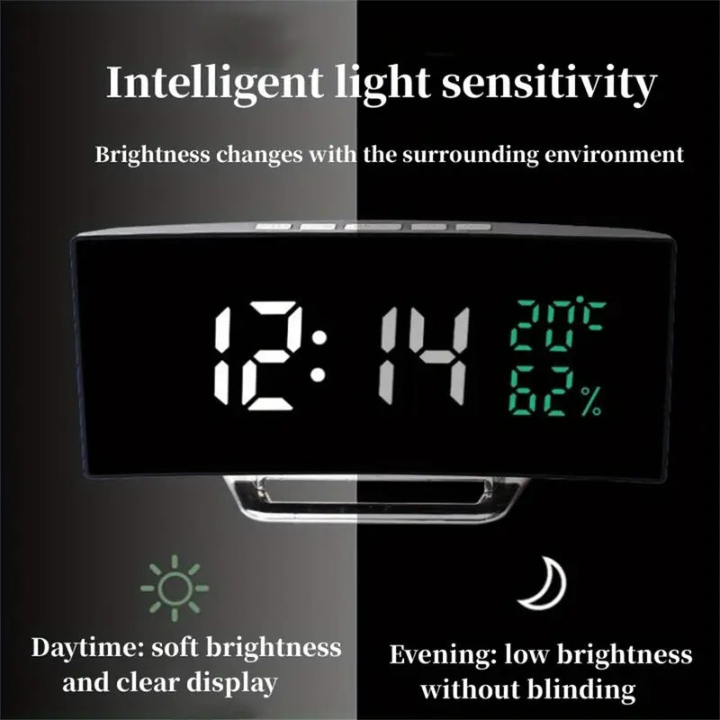 Style Loft Collection HomeLoft 5th Dimension Muthoni Curved LED Alarm Clock with Temperature & Humidity Display