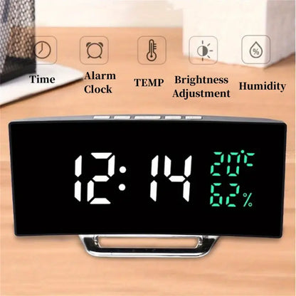 Style Loft Collection HomeLoft 5th Dimension Muthoni Curved LED Alarm Clock with Temperature & Humidity Display