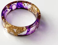 Style Loft Collection Handmade Dried Flowers and Gold Foil Resin Ring
