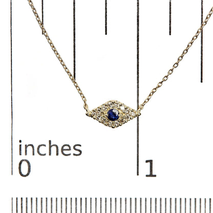 Style Loft Collection Evil Eye 10K Yellow Gold Blue Sapphire and Diamond Accented 18" Inch Pendant Necklace (H-I Color, I1-I2 Clarity)