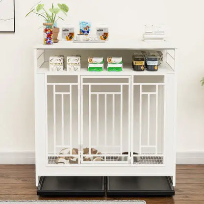 Style Loft Collection 43 Inch Deluxe Wooden Dog Kennel with Storage