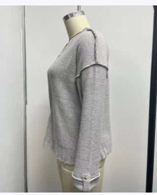 Style Loft Collection Laptop At The Coffeeshop Loose Button Knitted Sweater