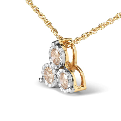 Style Loft Collection Trio Stone 14K Yellow Gold Plated .925 Sterling Silver 1/4 Ctw Diamond 18" Pendant Necklace (J-K Color, I1-I2 Clarity)
