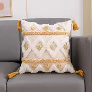 Style Loft Collection Canvas Tufted Throw Pillowcase with Tassels