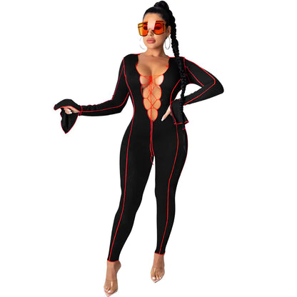 Style Loft Collection Lace Front Bell Sleeve Jumpsuit