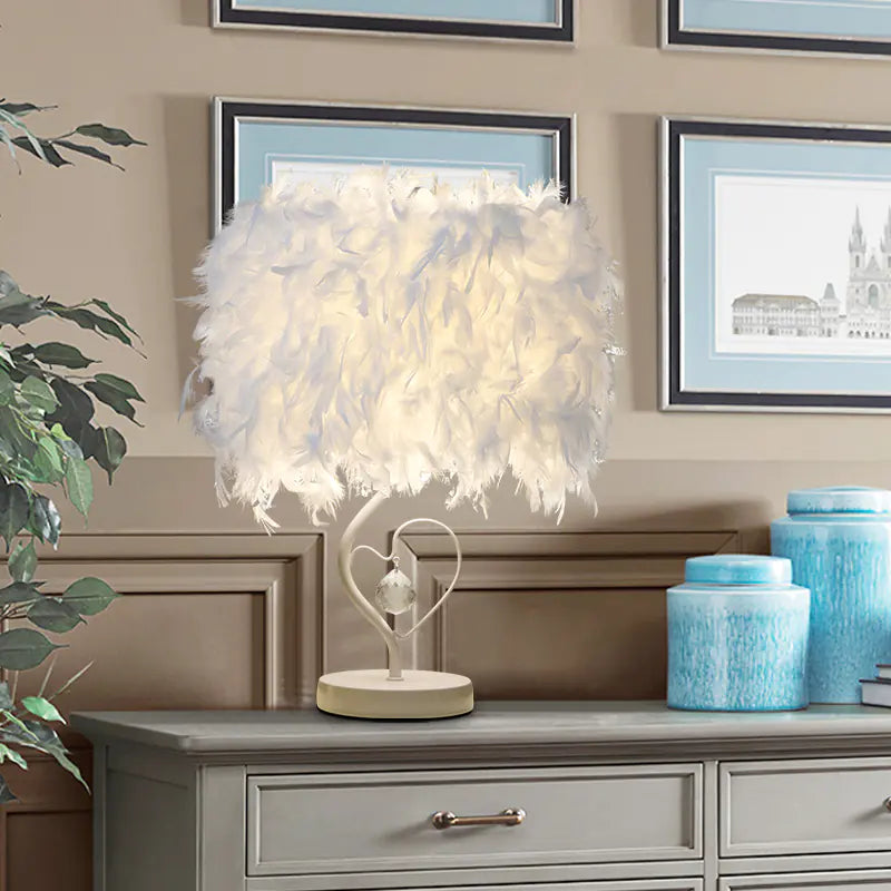 Style Loft Collection LED Feather Heart Crystal Table Lamp