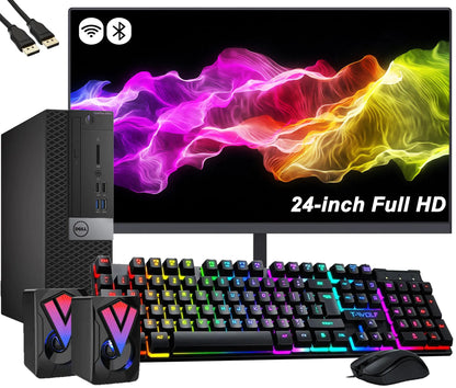 Style Loft Collection x Dell OptiPlex 5050 SFF Desktop Computer PC Bundle Set with New 24" FHD Monitor Core i5-7600U 16GB RAM 256GB SSD DVD RGB Keyboard & Mouse Speakers Wi-Fi Windows 10 Pro (Renewed)