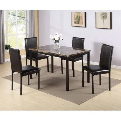 Style Loft Collection 5-Piece Black Marble-Top Metal Dining Set