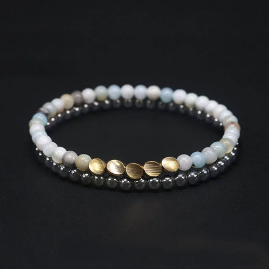 Stylel Loft Collection Natural Agate & Bronze Beaded Bracelet