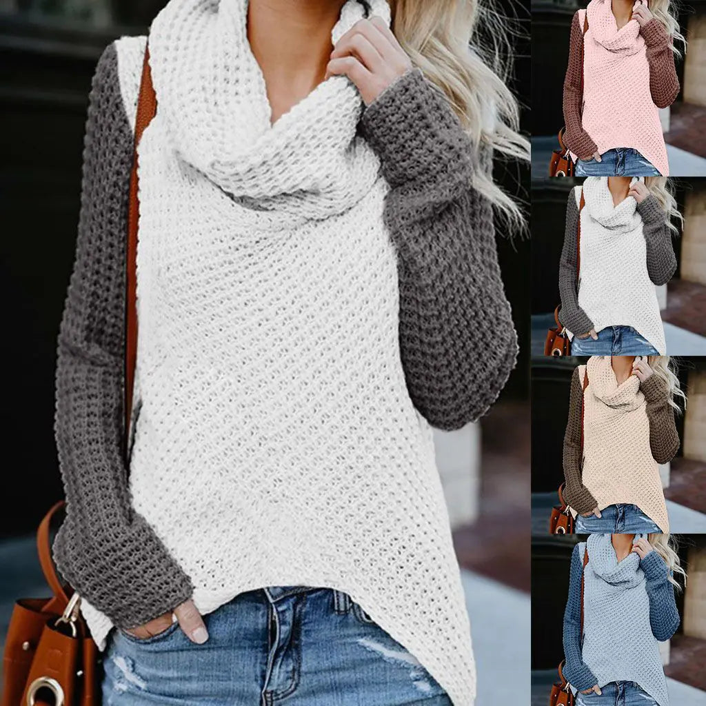 Style Loft Collection Two-Toned Loose Neck Block Knit Sweater