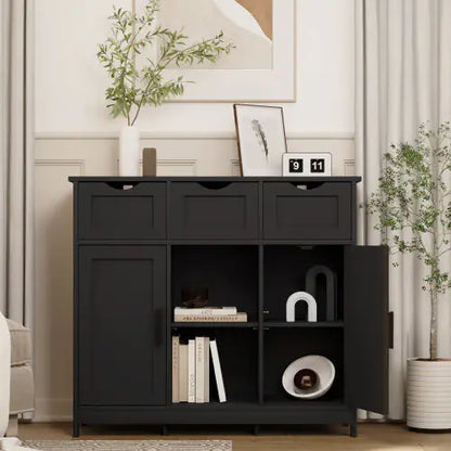 Style Loft Collection Versatile Black Storage Cabinet with Shelves and Drawers