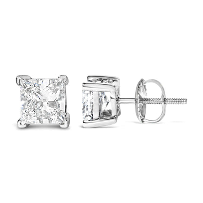Style Loft Collection 14K White Gold Princess Cut Lab-Grown Diamond Solitaire Stud Earrings (F-G Color, VS2-SI1 Clarity)