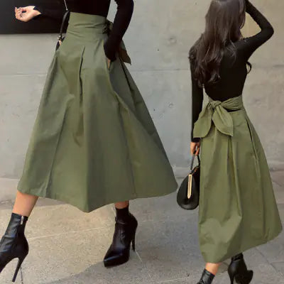 Style Loft Collection Vita Army Green Mid-Length Skirt
