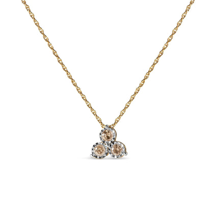 Style Loft Collection Trio Stone 14K Yellow Gold Plated .925 Sterling Silver 1/4 Ctw Diamond 18" Pendant Necklace (J-K Color, I1-I2 Clarity)