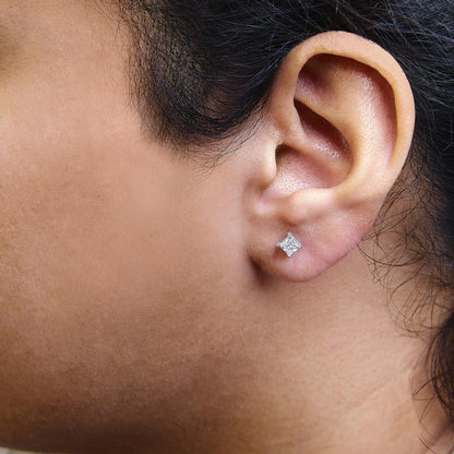 Style Loft Collection 14K White Gold Princess Cut Lab-Grown Diamond Solitaire Stud Earrings (F-G Color, VS2-SI1 Clarity)