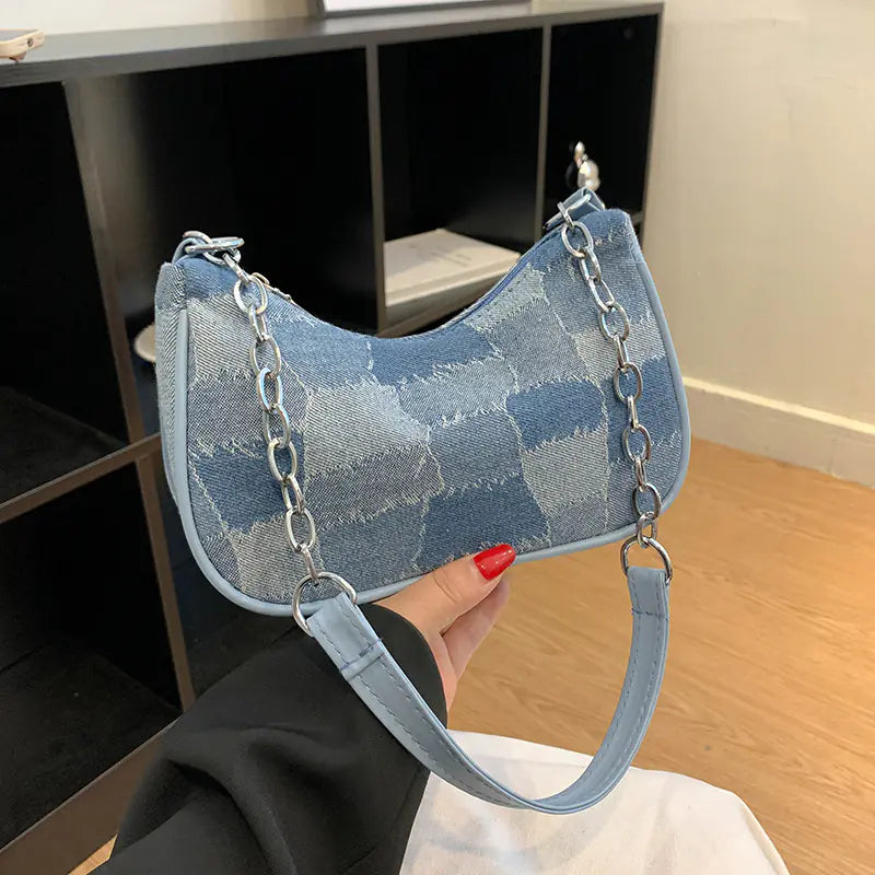 Style Loft Collection Chain Link Cross Border Soft Denim Bag