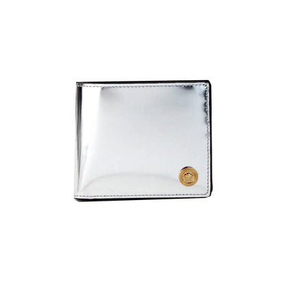 Style Loft Collection x Versace La Medusa Silver Metallic Smooth Leather Bifold Wallet