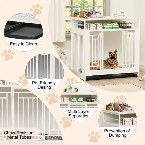 Style Loft Collection 43 Inch Deluxe Wooden Dog Kennel with Storage