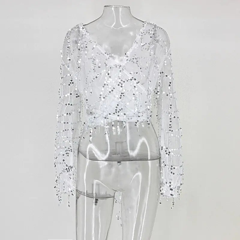 Style Loft Collection And Just One Mor Thing Fringe Sequin Long Sleeve