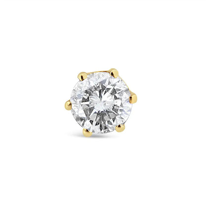 Style Loft Collection Single Solitaire 14K Yellow Gold Diamond 6-Prong Stud Earring (3/8 cttw, I-J Color, I2-I3 Clarity)