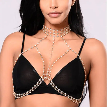 Style Loft Collection Rhinestone Collar and Bikini Body Chain