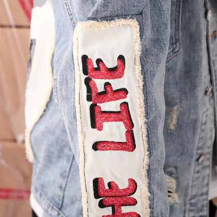 Style Loft Collection Sidewalk Surfin Patchwork Denim Jacket