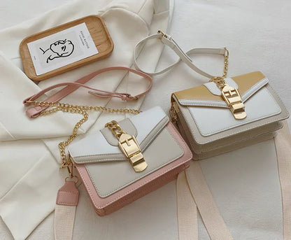 Style Loft Collection Gold Buckle Vegan Leather Diamond Chain Bag