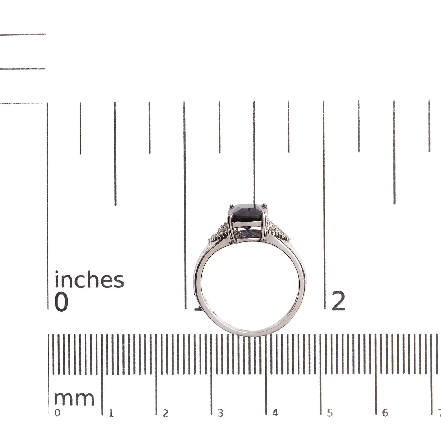 Style Loft Collection Blue Sapphire and White Diamond .925 Sterling Silver 9X7 mm Cushion Cut Step up Engagement Ring (I-J Color, I3 Clarity)