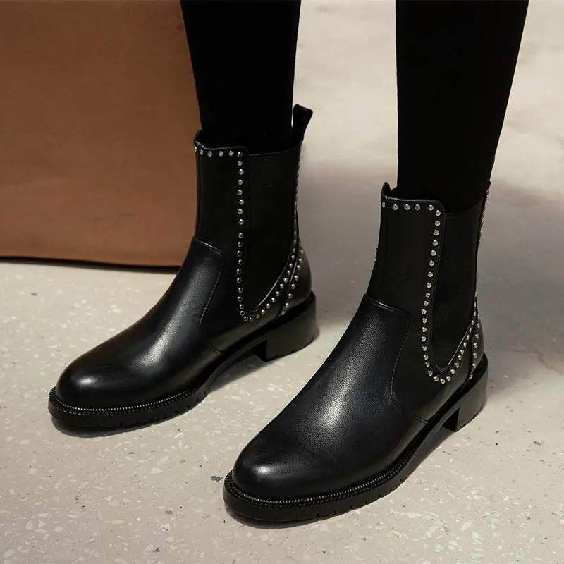 Style Loft Collection Lori Lane Leather Studded Boots