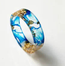 Style Loft Collection Handmade Dried Flowers and Gold Foil Resin Ring