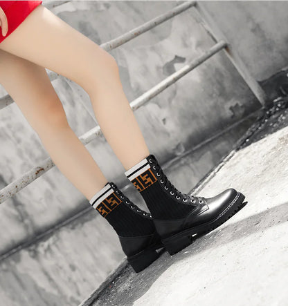 Style Loft Collection Knitted Leather Boots